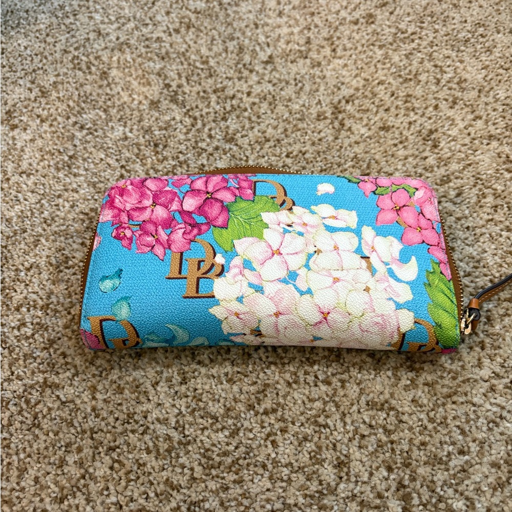 Floral Print Zip Continental Wallet - Blue/Pink